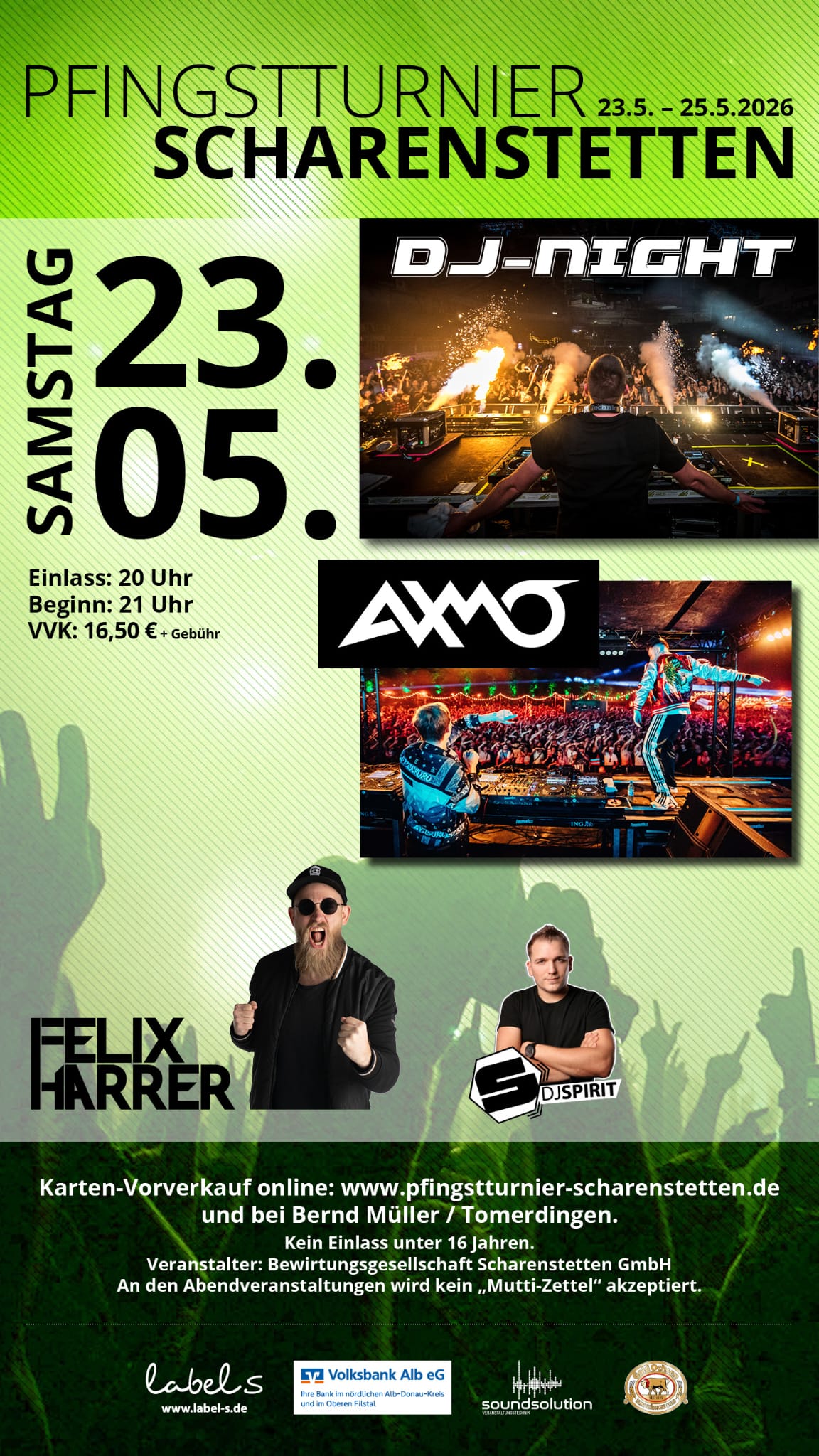 AXMO, Felix Harrer und DJ Spirit – DJ Night beim Pfingstturnier Scharenstetten 2026